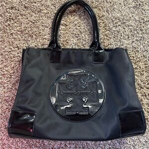 Tory Burch Black ELLA PATENT TOTE BAG Tote Bag